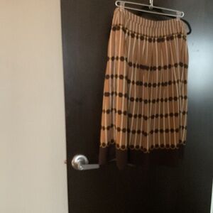 NWOT pleated brown and beige skirt